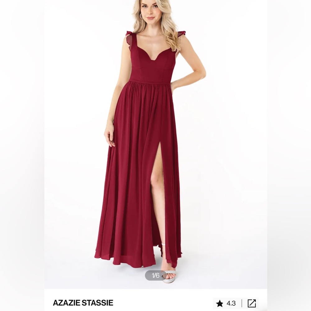 Azazie Stassie Sleeveless Dress in Burgundy